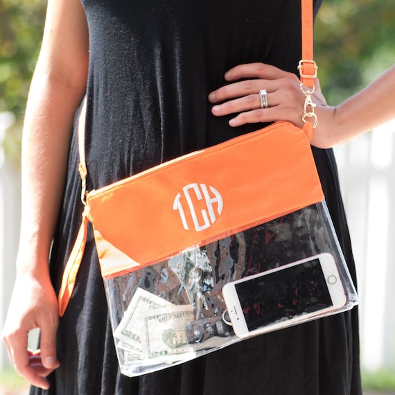 Monogrammed Clear Stadium Purse Clear Game Day Bag Concert 