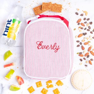 Personalized Lunch Bags for Kids | Insulated Lunch Bag | Seersucker Lunch Bag | Monogrammed Kids Lunch Bag | Lunch Box | Lunch Bag for Women