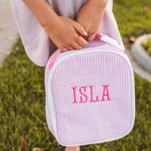 Personalisierte Lunchbag für Kinder, Thermo-Lunch-Bag, Seersucker Lunch Bag, Monogramm Kinder-Lunch-Bag, Lunchbox, Lunch Bag für Frauen