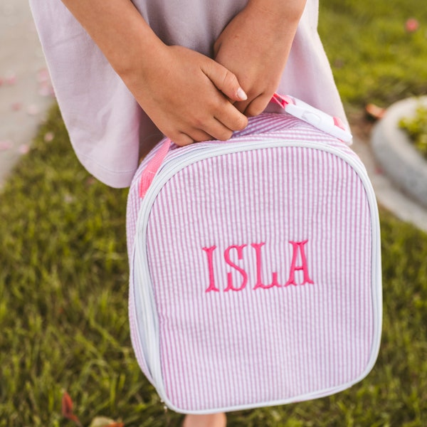 Personalized Lunch Bags for Kids | Insulated Lunch Bag | Seersucker Lunch Bag | Monogrammed Kids Lunch Bag | Lunch Box | Lunch Bag for Women