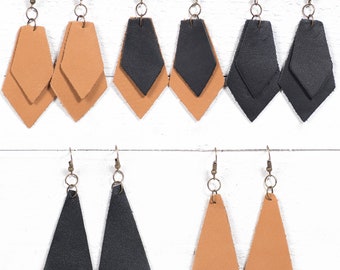 Real Leather Earrings | 100% of Purchase Donated | Genuine Leather Earrings | Black Leather Earrings | Brown Leather Earrings