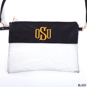 Monogram Clear Stadium Bags Personalized Bag for Gameday 8 Crossbody Bag Colors Black