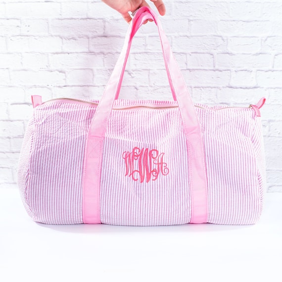 Personalized Baby Duffle Bag Monogram Seersucker Baby Bag 