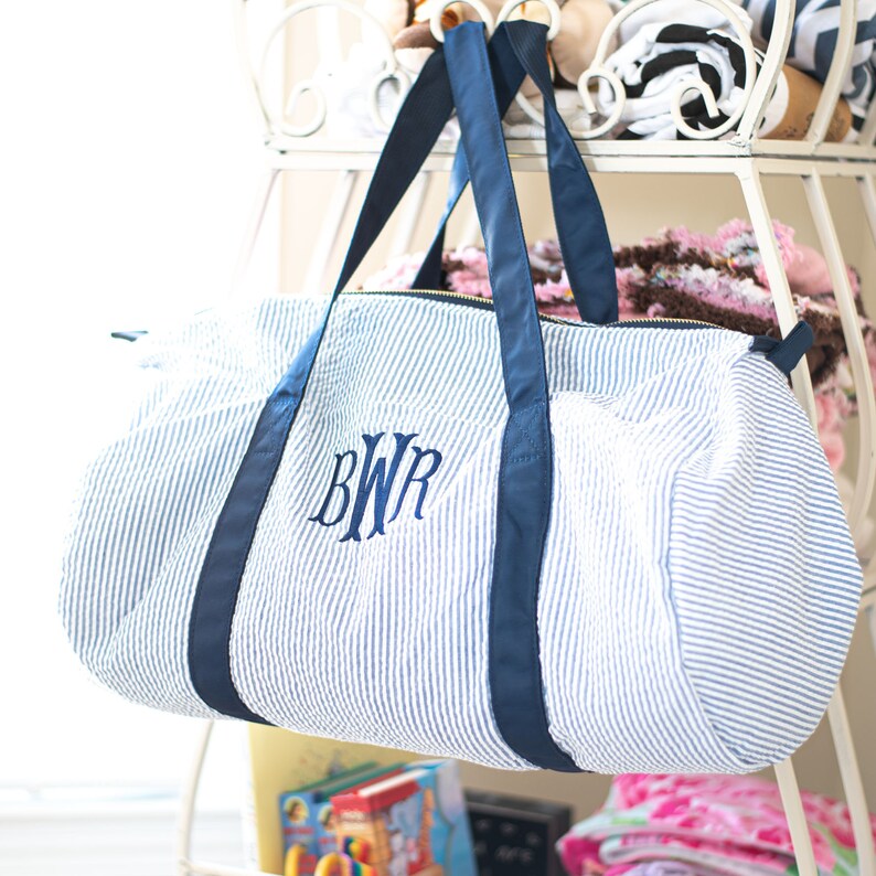 Personalized Baby Duffle Bag Monogram Seersucker Baby Bag Etsy