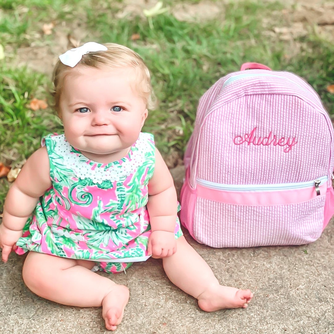 Personalized Baby Backpacks Monogrammed Toddler Backpacks Seersucker