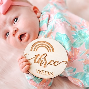 Signes de bébé personnalisés | Lot de 4 cartes jalons bébé | Disques jalons bébé | Panneaux en bois pour bébé | Meilleur cadeau de bébé | Cadeau bébé fille | Cadeau bébé garçon
