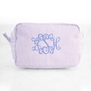 Custom Makeup Bag | Seersucker Cosmetic Bag | Personalized Toiletry Bag | Makeup Organizer | Personalized Makeup Bag | Custom Pencil Case