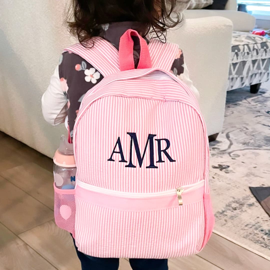 Personalized Baby Backpacks Monogrammed Toddler Backpacks Seersucker