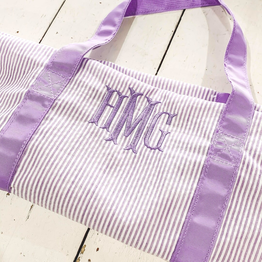 Personalized Baby Duffle Bag Monogram Seersucker Baby Bag Etsy