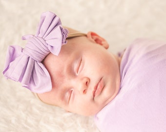 Newborn Baby Headbands and Knot Hats | Matching Baby Swaddle Blanket | Baby Gift for Girls | Baby Gift for Boys | Baby Shower Gift