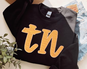 Tennessee Football Sweatshirt, Appliqué TN Embroidered Gameday Crewneck