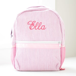 Personalized Baby Backpacks Monogrammed Toddler Backpacks Seersucker Backpack Preschool Book Bag Personalized Baby Gifts Pink