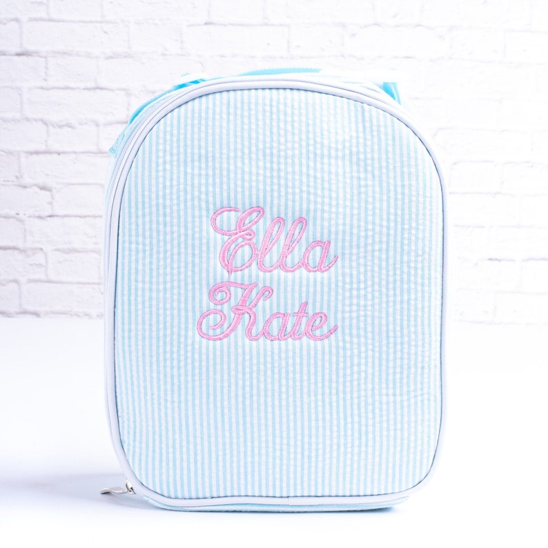 Personalized Lunch Bags for Kids | Insulated Lunch Bag | Seersucker Lunch Bag | Monogrammed Kids Lunch Bag | Lunch Box | Lunch Bag for Women 