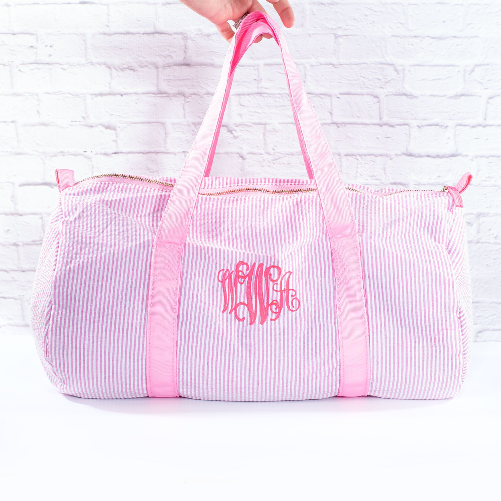 Personalized Baby Duffle Bag Monogram Seersucker Baby Bag Etsy