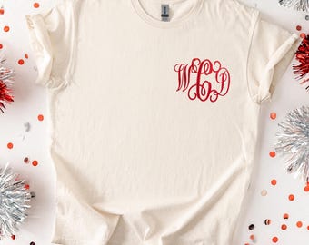 Game Day Monogrammed T-Shirt, Embroidered Shirt, Custom Tees, Football T-Shirt, Personalized Gift for Her, Personalized Graduation Gift