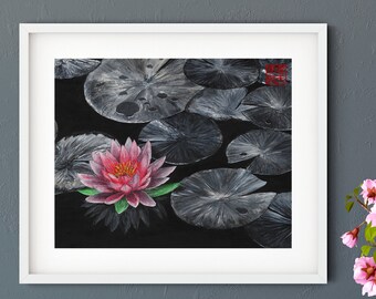 Kunstdruck von japanischen Kunstwerken und chinesischen Gemälden, "Lilie & Lotus" von Andrew Lee, Erstellen Sie ein eigenes Set von zwei Drucken oder 3 Stück Wandkunst