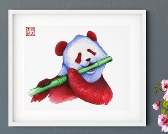 Kunstdruck von japanischen Kunstwerken und chinesischen Gemälden, "Panda" von Andrew Lee, Erstellen Sie Ihr eigenes Set von zwei Drucken oder 3 Stück Wandkunst