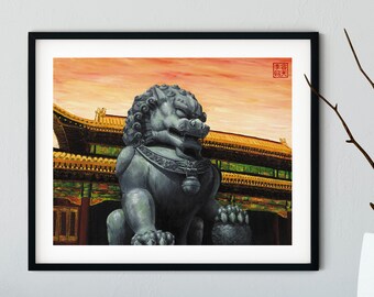 Kunstdruck von japanischen Kunstwerken und chinesischen Gemälden, "Guardian" von Andrew Lee, Erstellen Sie Ihr eigenes Set von zwei Drucken oder 3 Stück Wandkunst