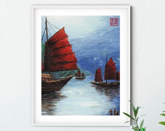 Kunstdruck von japanischen Kunstwerken und chinesischen Gemälden, "Home" von Andrew Lee, Erstellen Sie Ihr eigenes Set von zwei Drucken oder 3 Stück Wandkunst