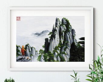 Kunstdruck von japanischen Kunstwerken und chinesischen Gemälden, "Courage" von Andrew Lee, Erstellen Sie Ihr eigenes Set von zwei Drucken oder 3 Stück Wandkunst