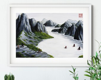 Kunstdruck von japanischen Kunstwerken und chinesischen Gemälden, "Synergie" von Andrew Lee, Erstellen Sie Ihr eigenes Set von zwei Drucken oder 3 Stück Wandkunst