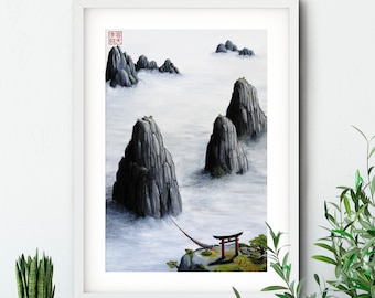 Kunstdruck von japanischen Kunstwerken und chinesischen Gemälden, "Glaube" von Andrew Lee, Erstellen Sie Ihr eigenes Set von zwei Drucken oder 3 Stück Wandkunst
