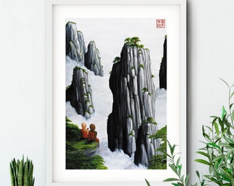 Kunstdruck von japanischen Kunstwerken und chinesischen Gemälden, "Motivation" von Andrew Lee, Erstellen Sie Ihr eigenes Set von zwei Drucken oder 3 Stück Wandkunst
