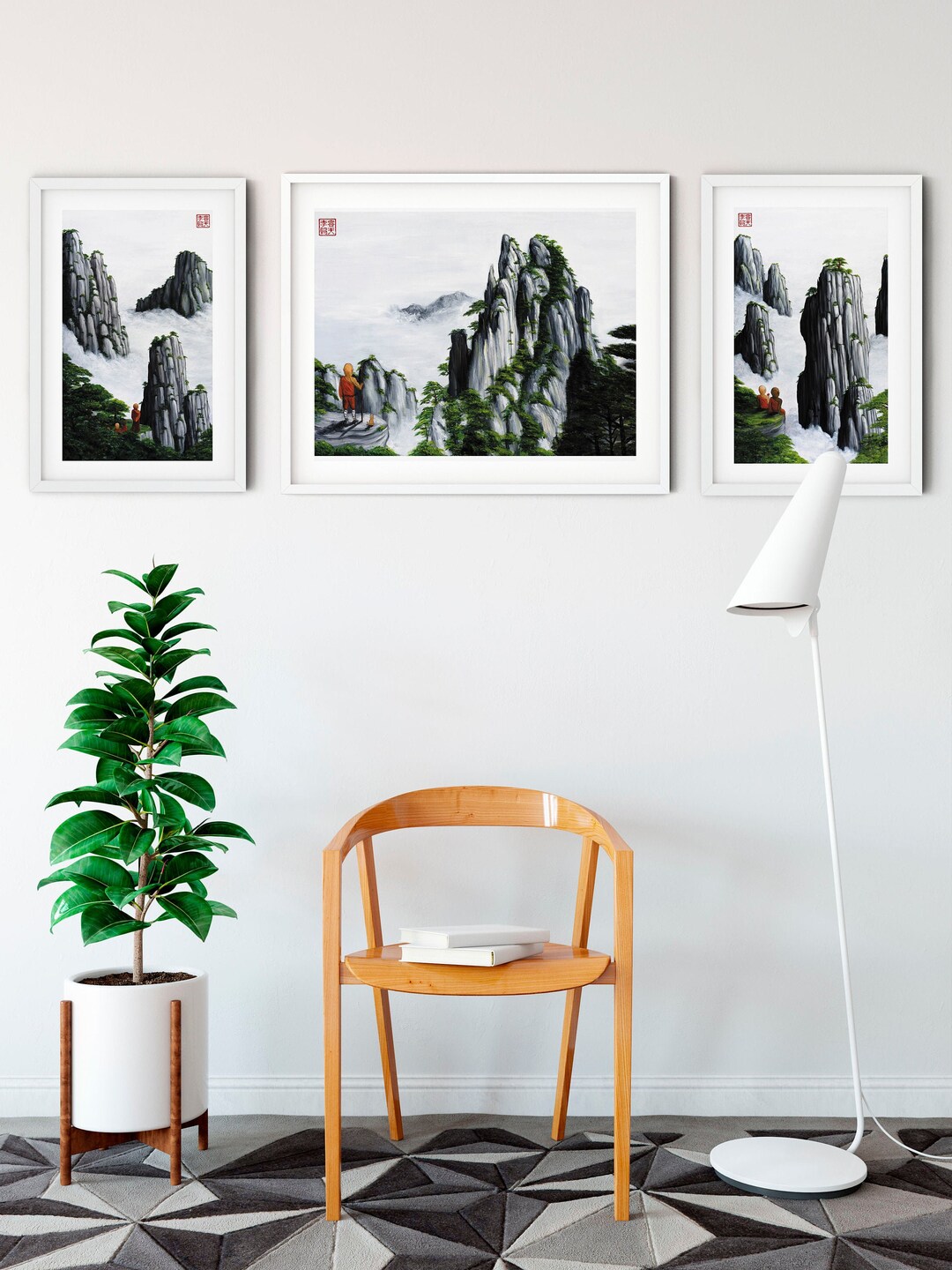 3 Piece Wall Art or Set of Two Prints, Chinese Painting Printable Wall ...