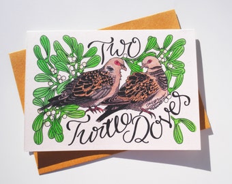 Two Turtle Doves Christmas Card