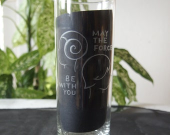 Star Wars May The 4th Force Be With You 300ml Prinzessin Leia Luke Skywalker Silhouette Glas Longdrink per Hand graviert Krieg Der Sterne