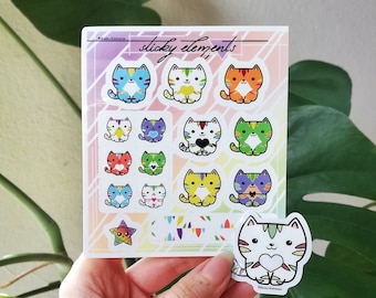 Sticker Sheet Funky Tigers Pearl Paper Paper Transparent Cats Colorful 10 cm x 9 cm Sticker Sheet Die-Cut Sticker Sheets by Alice Entropie