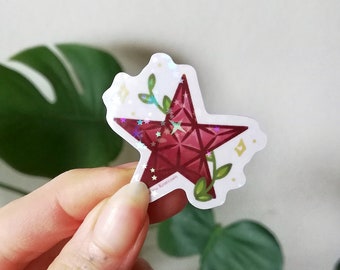 Sticker Red Crystal Star Set of 3 Vinyl Holo-Star Fantasy Crystal 3.7 cm Die-Cut Sticker Sheets Holographic Effect Star by Alice Entropie