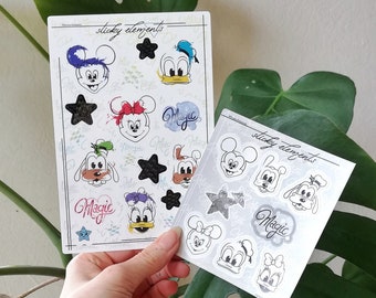 Sticker sheet "Gap It" Disney Kids Pearl Paper Paper Mickey Mouse 15 cm x 10 cm sticker sheet black white sticker sheets by Alice Entropie