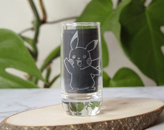 Pokemon Glass different characters/ designs liquor glasses single hand engraved name Mewtwo Bayleef Togepy manga anime merch collection