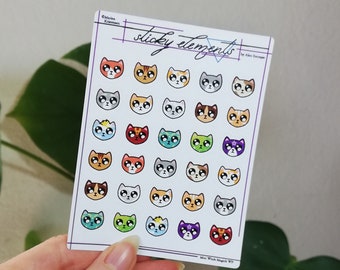 Sticker Sheet Mini Cat Heads Writing Paper Paper BuJo Marker A7 10 cm x 7.5 cm Sticker Sheets Cat Heads Misprint