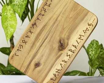 24 Runes Affirmation Magic Witches Witchcraft Breakfast Board Acacia Wooden Board A5 Cutting Board Bamboo Beech 22 cm x 14 cm x 1 cm Food