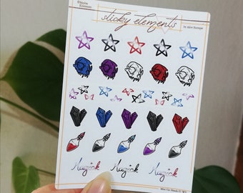 Sticker Sheet Mini Magick Witch Writing Paper BuJo Marker A7 10 cm x 7.5 cm Sticker Sheets Witches Wicca Misprint