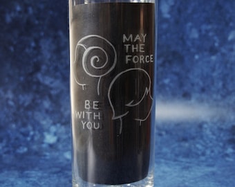 Star Wars May The 4th Force Be With You 300ml Princess Leia Luke Skywalker Silhouette Glass Long Drink Hand Engraved Mug Jedi