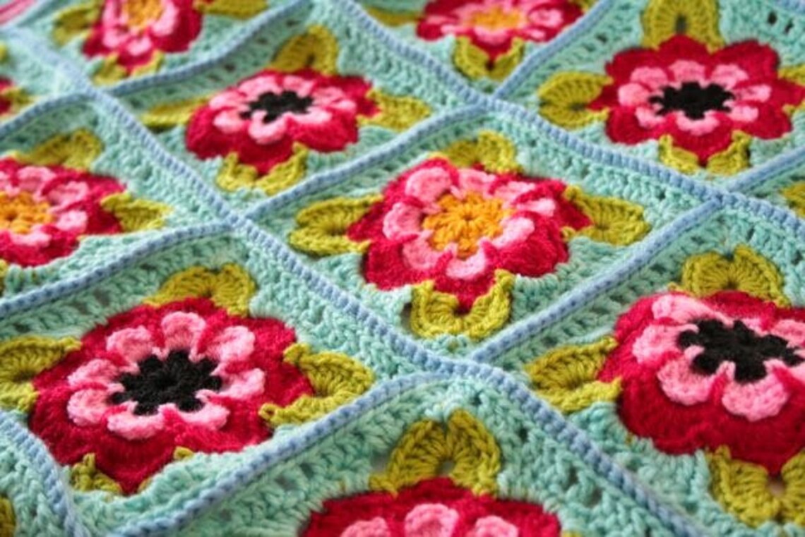 Painted Roses Blanket PDF Crochet Pattern Etsy