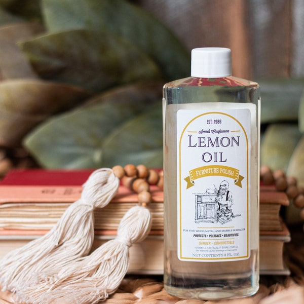 8 oz. Lemon Oil Wood Furniture Polish // Adds Luster and Shine to Antiques