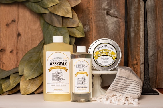 Lemon Oil Beeswax Wood Polish Kit // Complete Wood Conditioner, Wood Finish  Set 