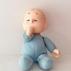 1966 Vintage Peanuts Baby Linus Doll | Vinyl Head, Stuffed Sleeper Body