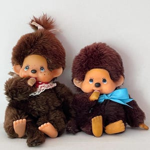 ぬいぐるみ VINTAGE MONCHICHI BLUE EYES 1974 Vintage Monchhichi First Generation Blue Eye Tag Showa Retro