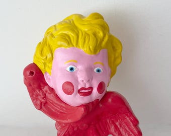 Handgeschilderde gipsen cherubijn, muurhanger engel
