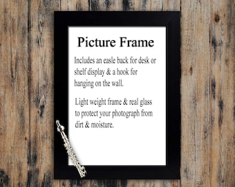 Picture Frame with Three Dimensional Flute - Black Frame - Size: 5" x 7" or 8" x 10"