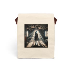 Women in Gas Mask Canvas Lunch Bag, Eco-Friendly Tote for Adults, Unique Gift for Teens, Sustainable Snack Carrier, School Bag, Food Cooler