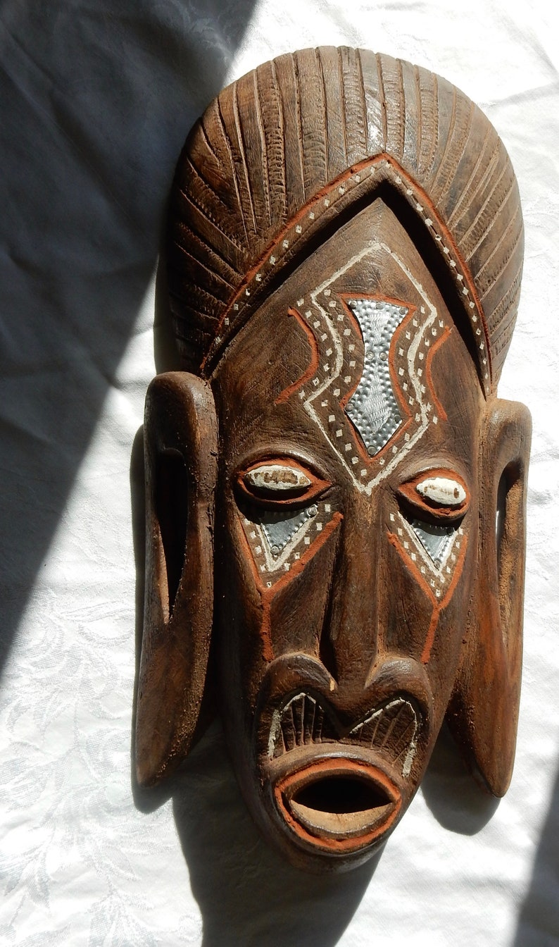 Hand Carved Mask Attributed to Akan Tribe Ghana Carved Wood Face Mask African Carved Wood Mask Tribal Mask from Africa African Mask