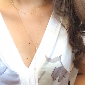 Tiny Marquise Drop necklace / lariat necklace / Y necklace / minimal necklace