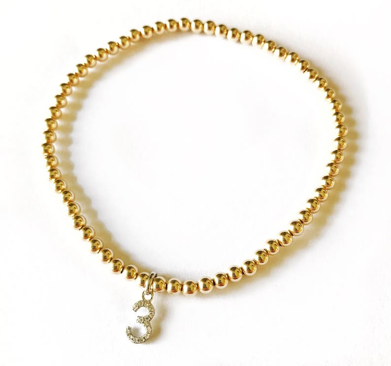 Gold Beaded Bracelet With Initial Charm / Gold Beaded Bracelet Etsy