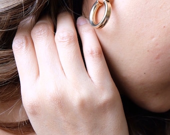 Thick Gold Hoop Earrings Medium